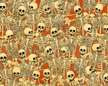 Bone Dance Skeleton Orange by Kate Ward Thacker from Springs Creative Fabric