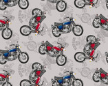 My Tools My Rules - Tossed Motorcycle Grey by Pattern Wheel from Henry Glass Fabric