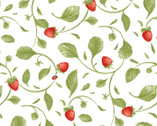 Strawberry Garden - Small Tossed Vine White by Jane Shasky from Henry Glass Fabric