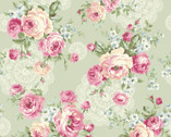 Ruru Bouquet - Rose Waltz Green from Quilt Gate Fabric