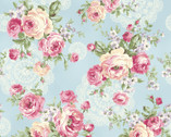 Ruru Bouquet - Rose Waltz Blue from Quilt Gate Fabric