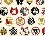 Fuku Fuku DOBBY - Animal Symbols Natural from Cosmo Fabric