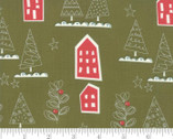 Oh What Fun - Houses Holly Green 17991 13 by Sandy Gervais from Moda Fabrics