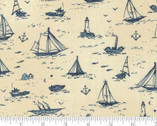 To The Sea - Boats Lighthouse Pearl 16930 16 by Janet Clare from Moda Fabrics