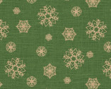 Postcard Christmas - Snowflake Green by Robin Davis Studio from Clothworks Fabric