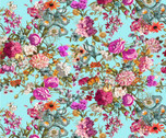 Ode to Joy - Botanical Field Floral Aqua by Iron Orchid Designs from Clothworks Fabric