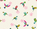 Hibiscus Hummingbird - Scattered Hummingbirds Cream from Lewis and Irene Fabric