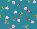 Hibiscus Hummingbird - Scattered Hummingbirds Tropical Blue from Lewis and Irene Fabric