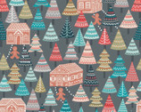 Gingerbread Season - Gingerbread Forest Grey from Lewis and Irene Fabric