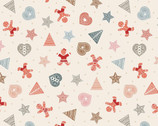 Gingerbread Season - Gingerbread Shapes Cream from Lewis and Irene Fabric