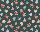Gingerbread Season - Gingerbread Shapes Dark from Lewis and Irene Fabric