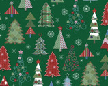 Christmas Miniatures II - Trees Green by Pink Light Studio from P & B Textiles Fabric