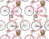 Hugs Kisses and Special Wishes - Flower Bicycles White from 3 Wishes Fabric