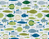 Loving Camp Life - Fish Lt Blue by Emily Dumas from Henry Glass Fabric