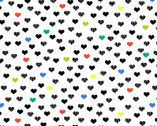 Black And White With A Touch Of Bright - Small Hearts White from Studio E Fabrics