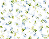 Among The Branches - Floral Leaf Toss White from Wilmington Fabric