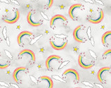 Sweet World - Rainbow Toss Lt Grey from Wilmington Fabric