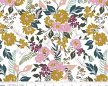 Whimsical RAYON Challis - Freefly Floral White 58 Inches from Riley Blake Fabric