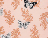 Flora - Fern Butterfly Moth Pink by Cassidy Demkov from Cloud 9 Fabrics