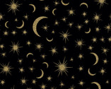 The Sun The Moon and The Stars - Stars Moons Black by Jason Yenter from In The Beginning Fabric