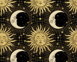 The Sun The Moon and The Stars - Moon Star Rings Black by Jason Yenter from In The Beginning Fabric