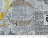 Filigree - Newsprint Text Grey 1810 13 by Zen Chic from Moda Fabrics