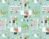 Home Office - Office Space Turquoise by Heather Rosas from Camelot Fabrics