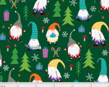 Christmas Miniatures II - Gifting Gnomes Green from P & B Textiles Fabric
