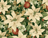 Winter Botanicals - Poinsettias Green by Laura Berringer from Marcus Fabrics