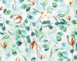 Fly Away for Winter - Floral Leaf Snow Silver from Hoffman Fabrics