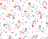 Ice Cream Blossoms - Pedals and Petals Bicycle White from Camelot Fabrics