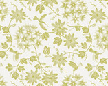 Hibiscus Hummingbird - Hummingbird Mono Cream Green from Lewis and Irene Fabric