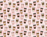 Perk Up - Coffee Cups Pink from Michael Miller Fabric