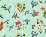 Hummingbird Vision Allover Jade from Elizabeth’s Studio Fabric