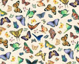 Delicate Creation - Butterflies Cream from Elizabeth’s Studio Fabric