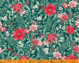 Noel - Poinsettias Abloom Pine by Clare Therese Gray from Windham Fabrics