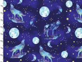 Arctic Wonder- Howling at the Moon Metallic Navy from 3 Wishes Fabric