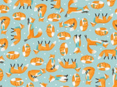 Welcome To Our Neighborhood - Foxes Blue from Studio E Fabrics