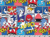 Sonic - Collage Grey Blue by Sega of America from Robert Kaufman Fabrics