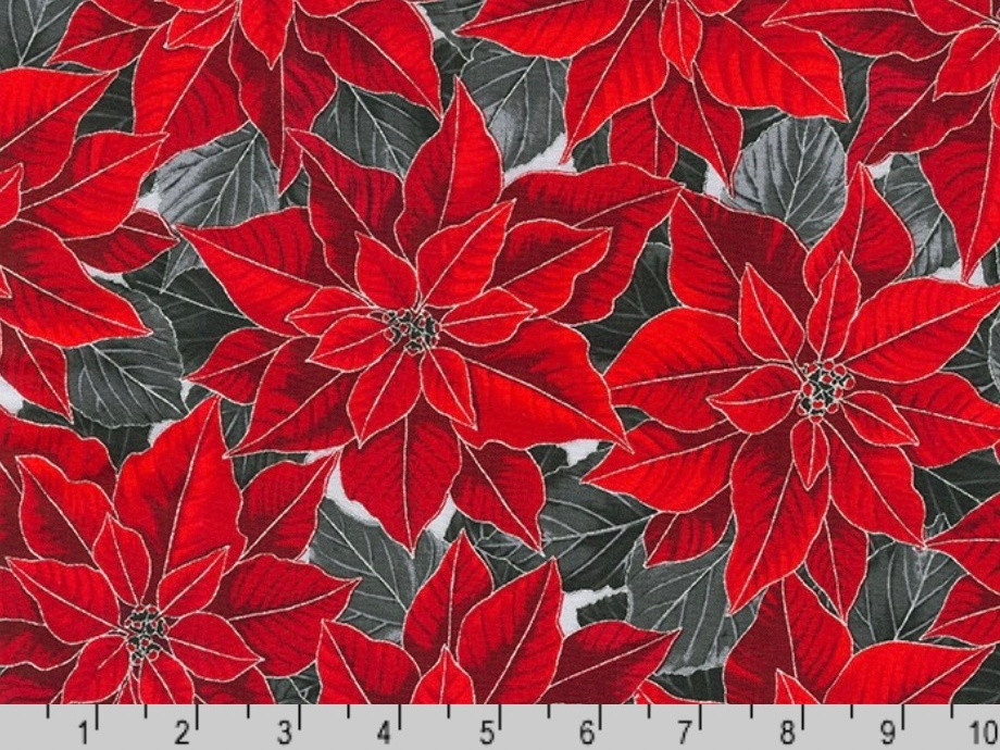 Holiday Flourish 15 - Poinsettias Scarlet from Robert Kaufman Fabrics -  JAQS Fabrics