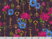Secret Garden - Keys Floral Aubergine from Robert Kaufman Fabrics