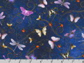 Secret Garden - Butterfly Swirl Sapphire Blue from Robert Kaufman Fabrics