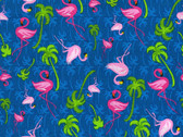 Flamingo Tropics - Flamingo Palm Trees Blue from Fabric Traditions Fabric