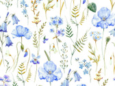 Periwinkle Spring - Field Floral White by Jason Yenter from In The Beginning Fabric