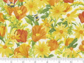 Wild Blossoms - Daisies and Poppies Florals Bees 48731 11 Cream from Moda Fabrics