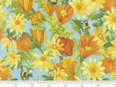Wild Blossoms - Daisies and Poppies Florals Bees 48731 23 Mist Blue from Moda Fabrics