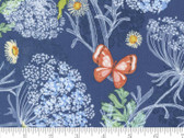 Wild Blossoms - Annes Lace Floral Butterfly 48733 15 Navy Blue from Moda Fabrics