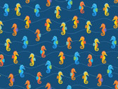 Under The Sea - Sea Ya Later Seahorses Blue from Michael Miller Fabric