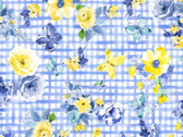 Blue Muse -  Flowering Checkered Blue from Michael Miller Fabric