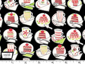 Kiss the Cook - Just Desserts Black from Michael Miller Fabric